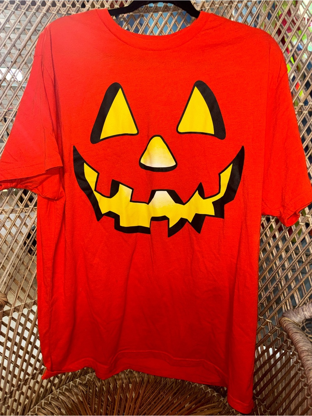 Orange Halloween Pumpkin Face Graphic Tee